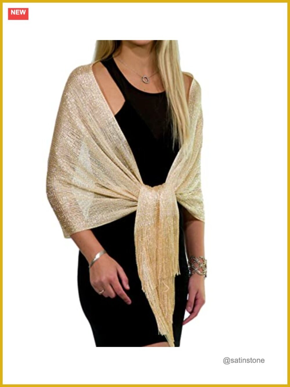 Metallic Glitter Shawl Wrap for Wedding Evening Dress, Sparkling Pashmina